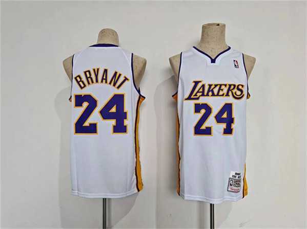 Men%27s Los Angeles Lakers #24 Kobe Bryant White Throwback basketball Jersey